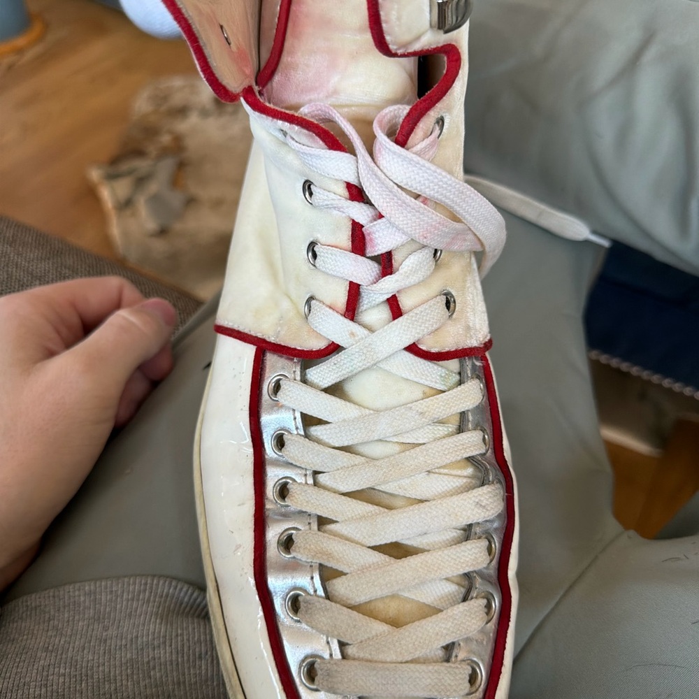 Christian Louboutin Black and Cream Patterned Sneakers - Picture 3 of 5